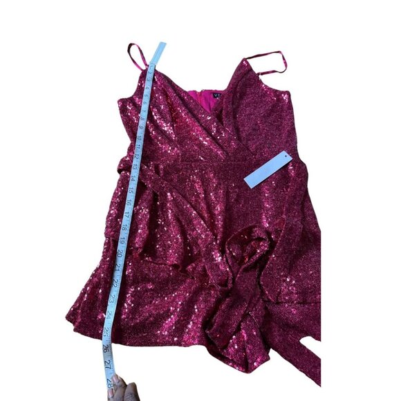 Venus Womens Sequin Romper V-Neck Spaghetti Strap Size L Sparkly Glam Party NEW - Picture 9 of 14